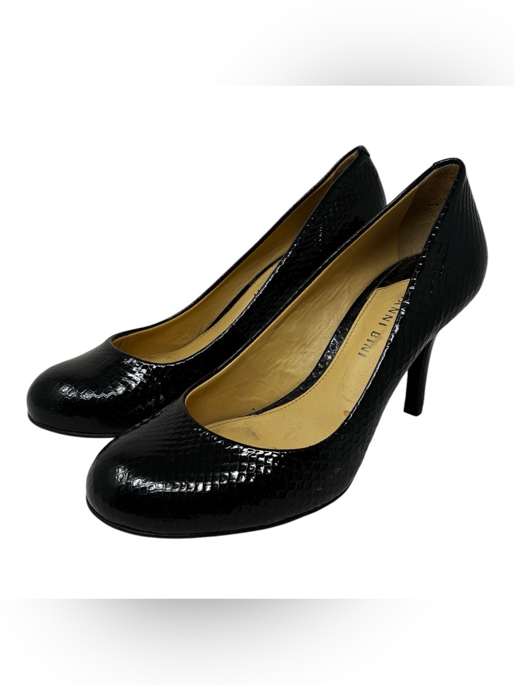 Gianni Bini Becca Black Textured Patent Leather Pump Size 9M